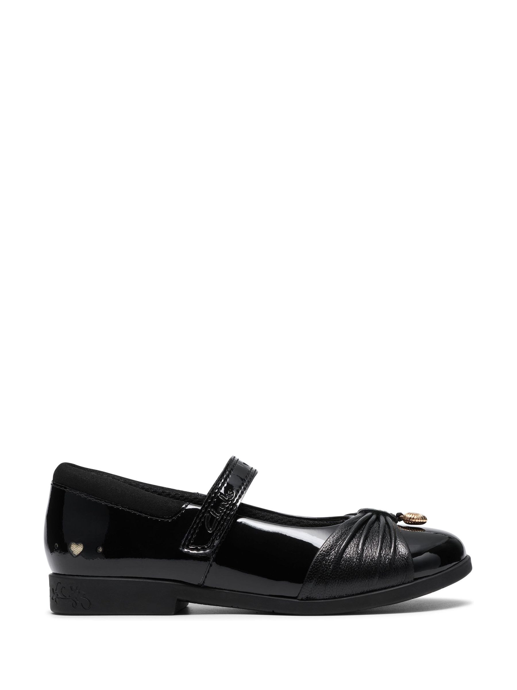 Clarks Girls Black Patent Lock Gem K School Shoes Colour: :, Fit: G Size 13 Kids - Image 3