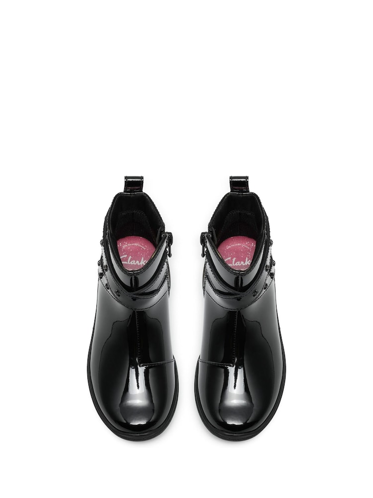 Clarks Black Patent Leather Relda Star Boots - Image 1 of 6 Clarks Black Patent Leather Relda Star Boots - Image 1 of 6