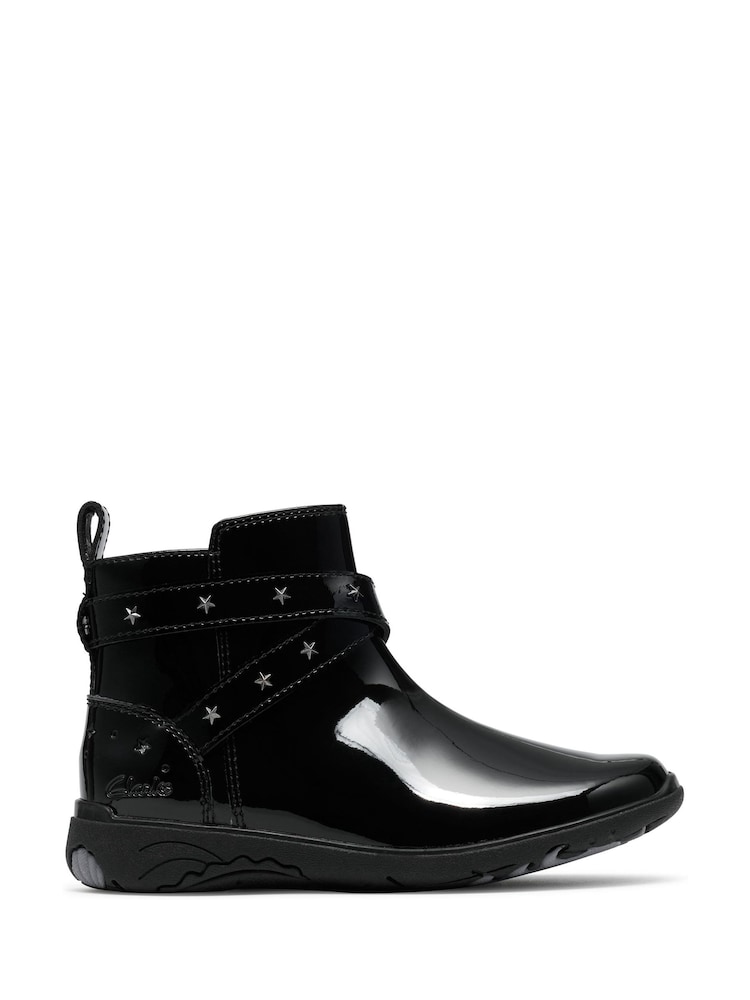 Clarks Black Patent Leather Relda Star Boots - Image 2 of 6 Clarks Black Patent Leather Relda Star Boots - Image 2 of 6