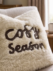 כרית נוי עם פרווה מלאכותית וכיתוב Cosy, דגם Season - תמונה 2 מתוך 4