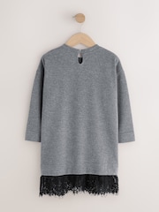 Charcoal Grey Lace Hem 2-In-1 Jumper Dress (3-16yrs) - Image 2 of 4