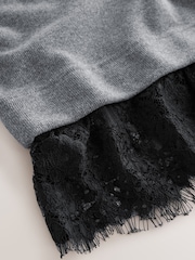 Charcoal Grey Lace Hem 2-In-1 Jumper Dress (3-16yrs) - Image 3 of 4