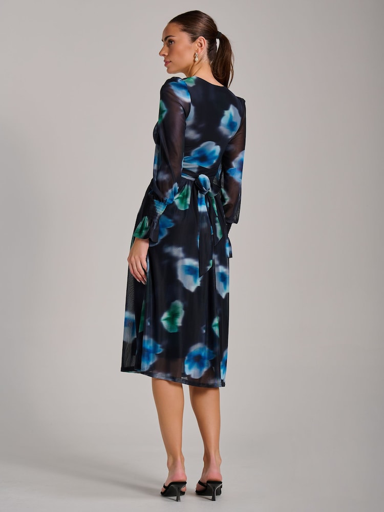 Jolie Moi 長袖 プリント メッシュ ミディドレス - 画像 2 / 6