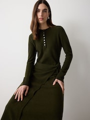 Jigsaw Green Merino Cashmere Tie Dress - Image 6 of 7