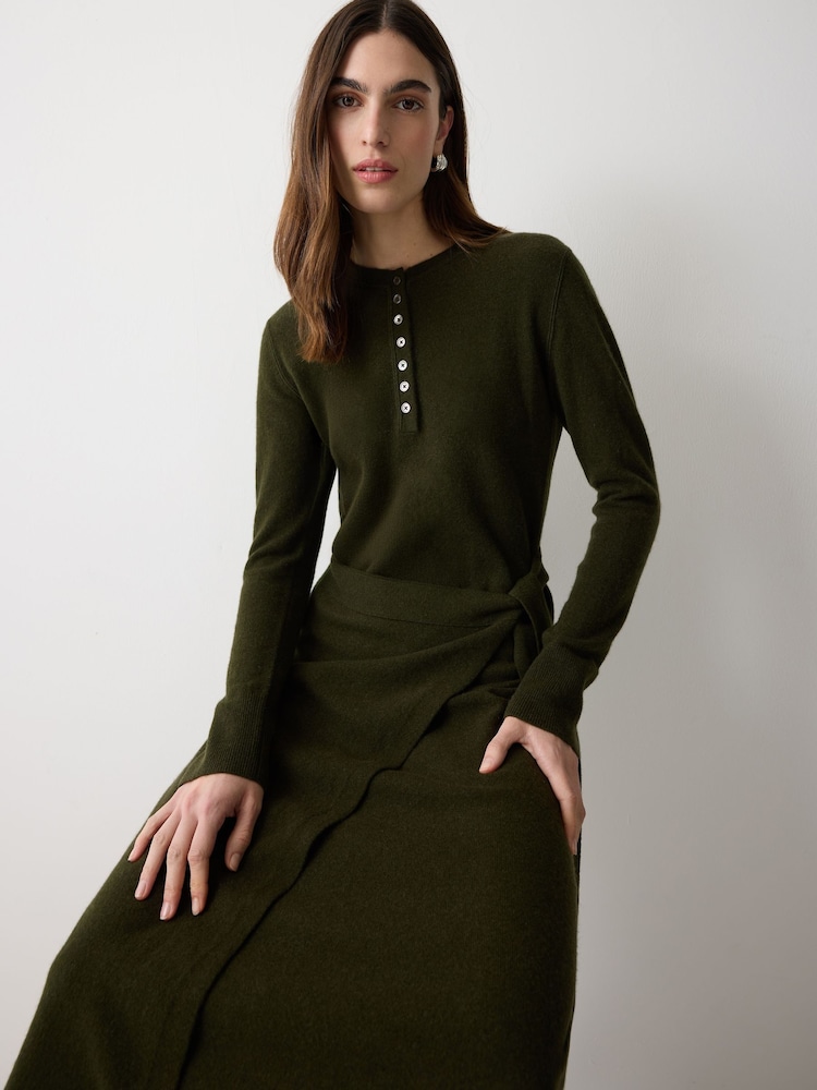 Womens Jigsaw Green Merino Cashmere Tie Dress XS (US 2) Womens Jigsaw Green Merino Cashmere Tie Dress XS (US 2)