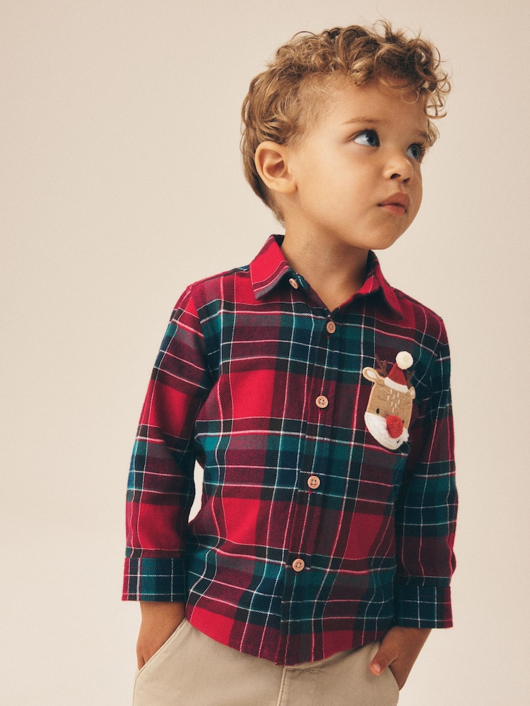 Red Character Long Sleeve Tartan Check Shirt (3mths-10yrs) - Image 1 of 4 Red Character Long Sleeve Tartan Check Shirt (3mths-10yrs) - Image 1 of 4