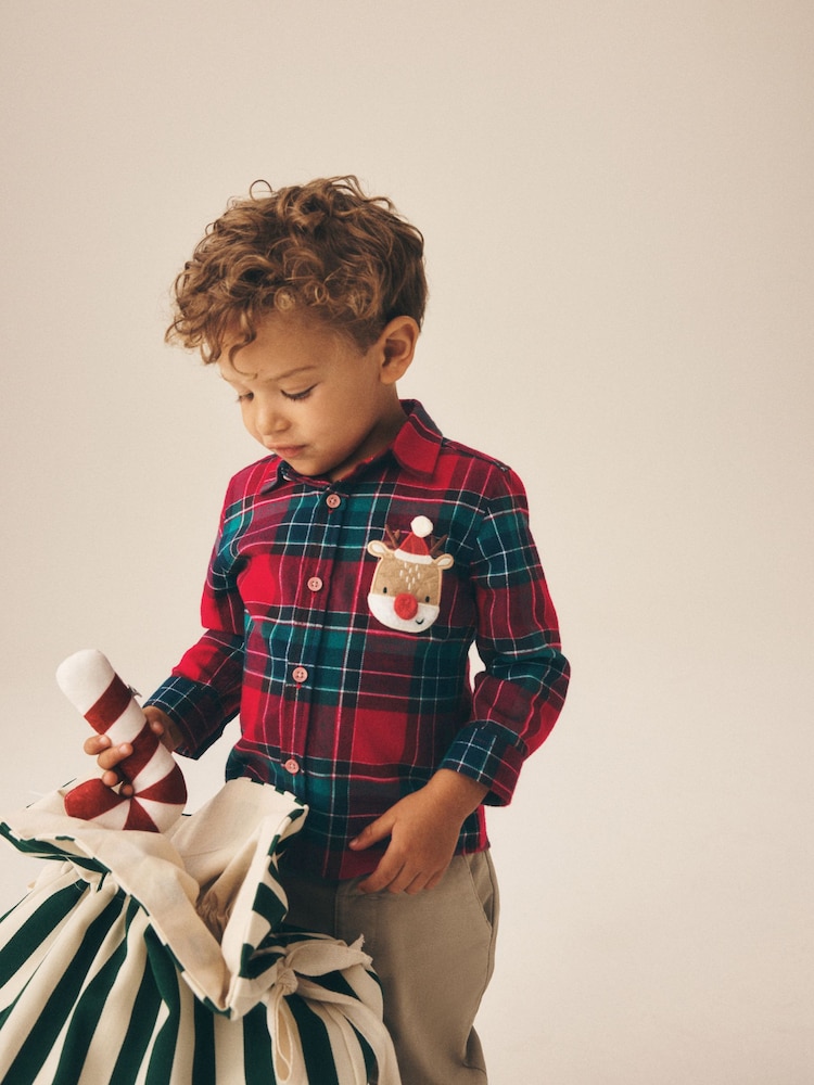 Red Character Long Sleeve Tartan Check Shirt (3mths-10yrs) - Image 2 of 4 Red Character Long Sleeve Tartan Check Shirt (3mths-10yrs) - Image 2 of 4