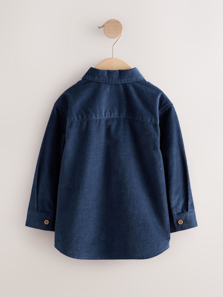 Navy Dog Embroidery Long Sleeve Cord Shirt (3mths-7yrs) - Image 2 of 4