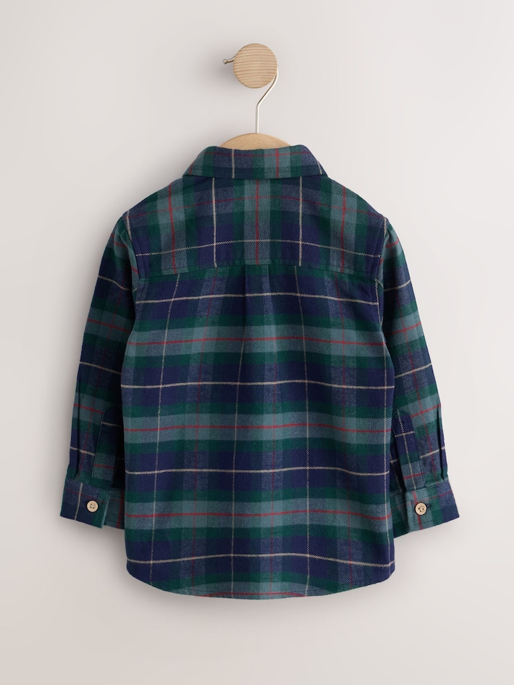 Green/Navy Long Sleeve Tartan Check Shirt (3mths-10yrs) - Image 2 of 4 Green/Navy Long Sleeve Tartan Check Shirt (3mths-10yrs) - Image 2 of 4