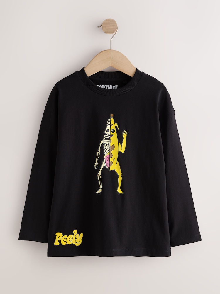 Black Peely Fortnite Long Sleeve T-Shirt (4-16yrs) - Image 1 of 4