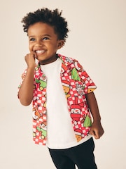Red/White Checkerboard Short Sleeve Revere Collar Christmas Shirt (3mths-10yrs) - Image 2 of 8