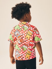 Red/White Checkerboard Short Sleeve Revere Collar Christmas Shirt (3mths-10yrs) - Image 3 of 8