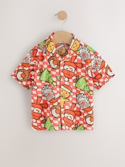Red/White Checkerboard Short Sleeve Revere Collar Christmas Shirt (3mths-10yrs) - Image 5 of 8