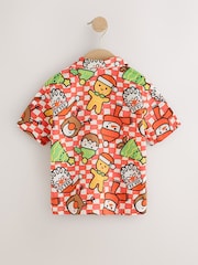 Red/White Checkerboard Short Sleeve Revere Collar Christmas Shirt (3mths-10yrs) - Image 6 of 8