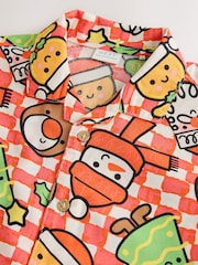 Red/White Checkerboard Short Sleeve Revere Collar Christmas Shirt (3mths-10yrs) - Image 7 of 8
