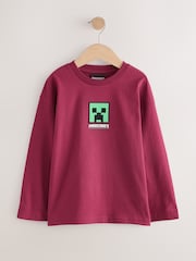 Berry Red Long Sleeve Minecraft T-Shirt (3-16yrs) - Image 1 of 6