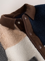 Neutral/Navy Colourblock Borg Fleece Shacket (3mths-7yrs) - Image 5 of 5