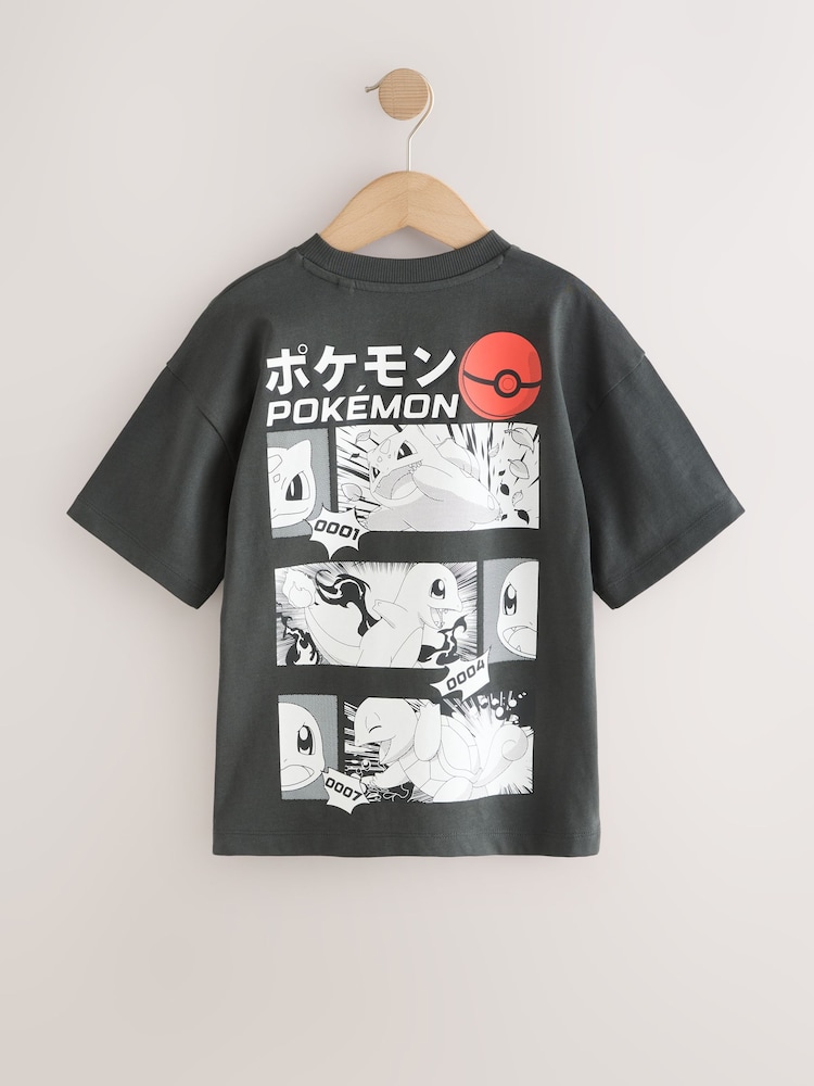 Charcoal Grey Back Print Pokémon Short Sleeve T-Shirt (3-16yrs) - Image 2 of 5 Charcoal Grey Back Print Pokémon Short Sleeve T-Shirt (3-16yrs) - Image 2 of 5