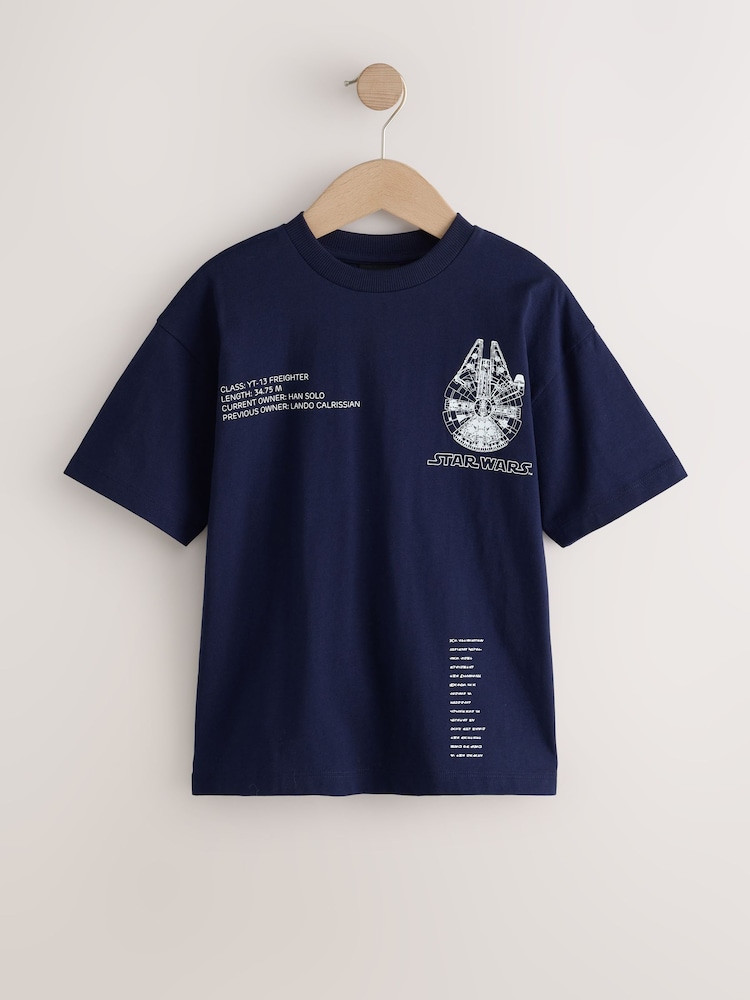 Navy Star Wars T-Shirt (3-16yrs) - Image 1 of 4 Navy Star Wars T-Shirt (3-16yrs) - Image 1 of 4