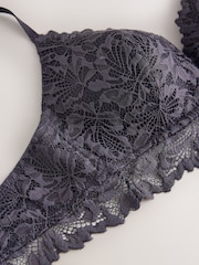 Charcoal Grey Padded Non Wire Lace Ultimate Comfort  Bra - Image 7 of 8