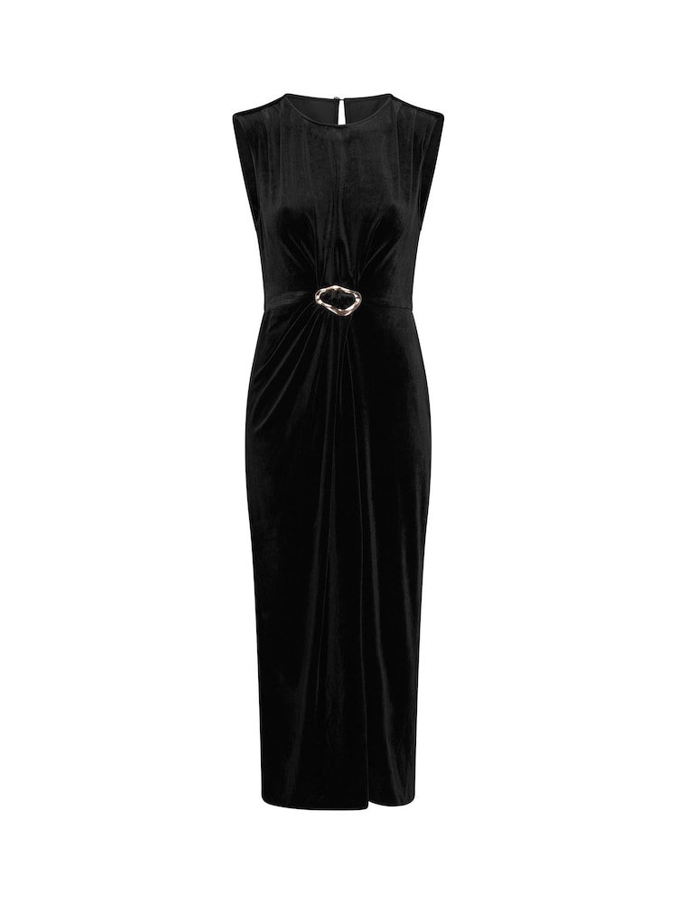 Gina Bacconi Black Claudine Velvet Midi Dress - Image 9 of 9