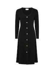 Gina Bacconi Cher Button Front Knit Black Midi Dress - Image 6 of 6