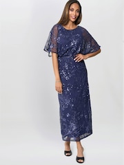 Gina Bacconi Blue Ava Sequin Midi Dress - Image 2 of 5