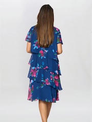 Gina Bacconi Blue Talie Tiered Floral Chiffon Dress - Image 2 of 6