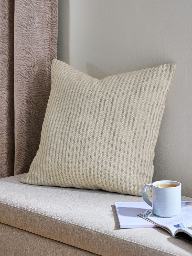 Natural 50 x 50cm Brushed Stripe Cushion - Image 1 of 4