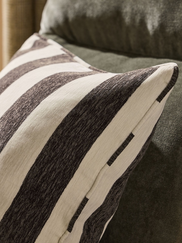 Chocolate Brown 50 x 50cm Chenille Stripe Cushion - Image 4 of 4 Chocolate Brown 50 x 50cm Chenille Stripe Cushion - Image 4 of 4
