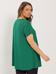 Yours Curve Green Ribbed Swing Top - Image 3 of 5