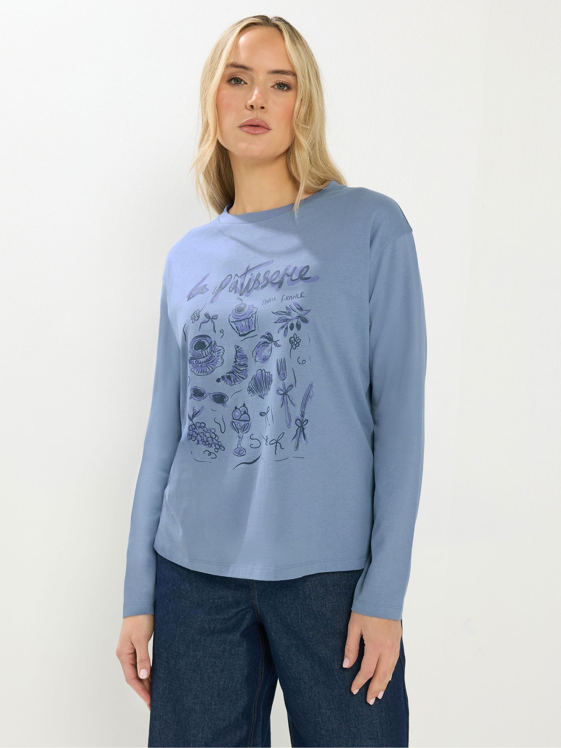 Buy Синій - Long Tall Sally Oversized Printed T-Shirt з сайту Next