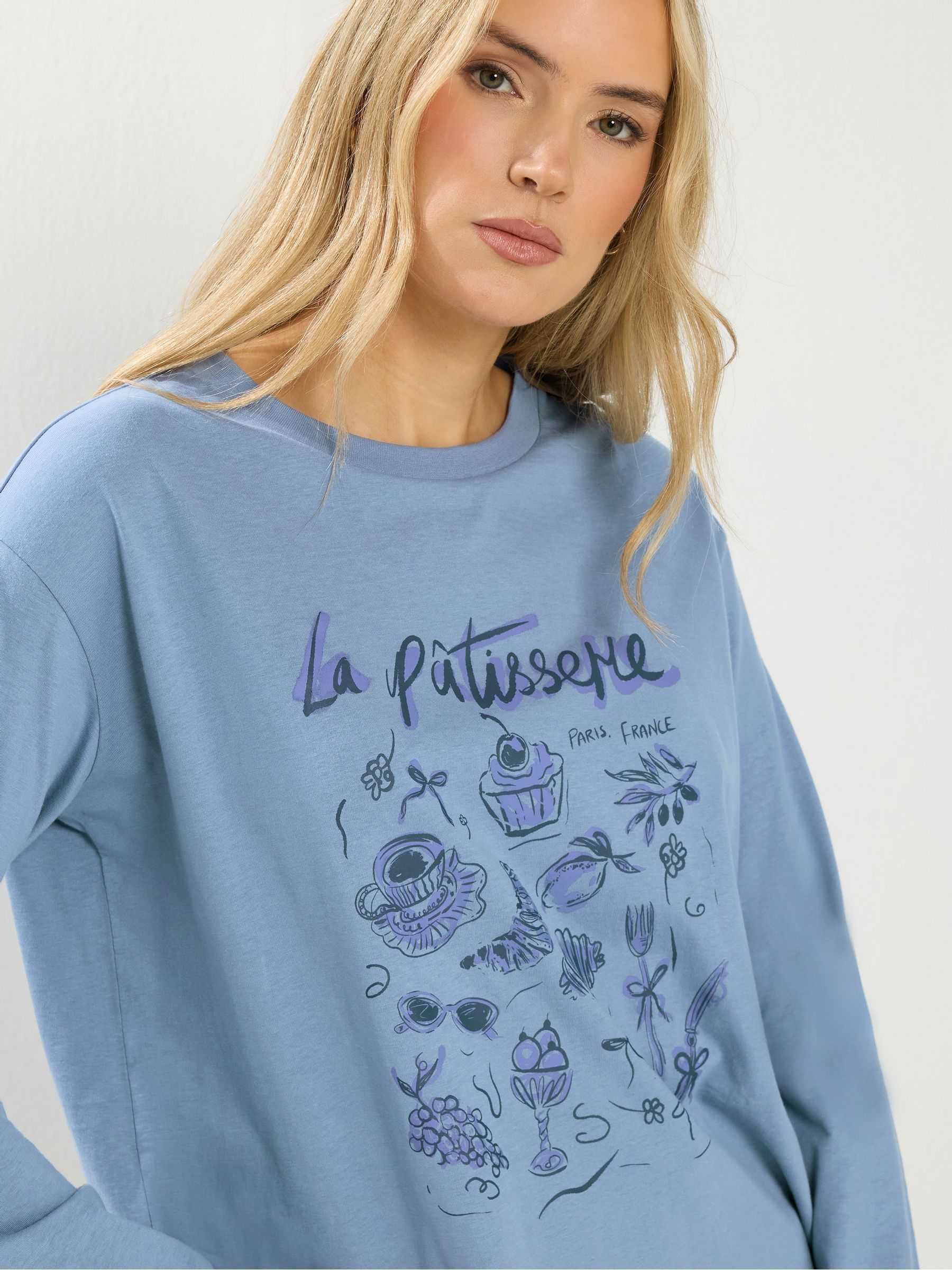 Buy Long Tall Sally Blue Oversized Printed T-Shirt from Next South