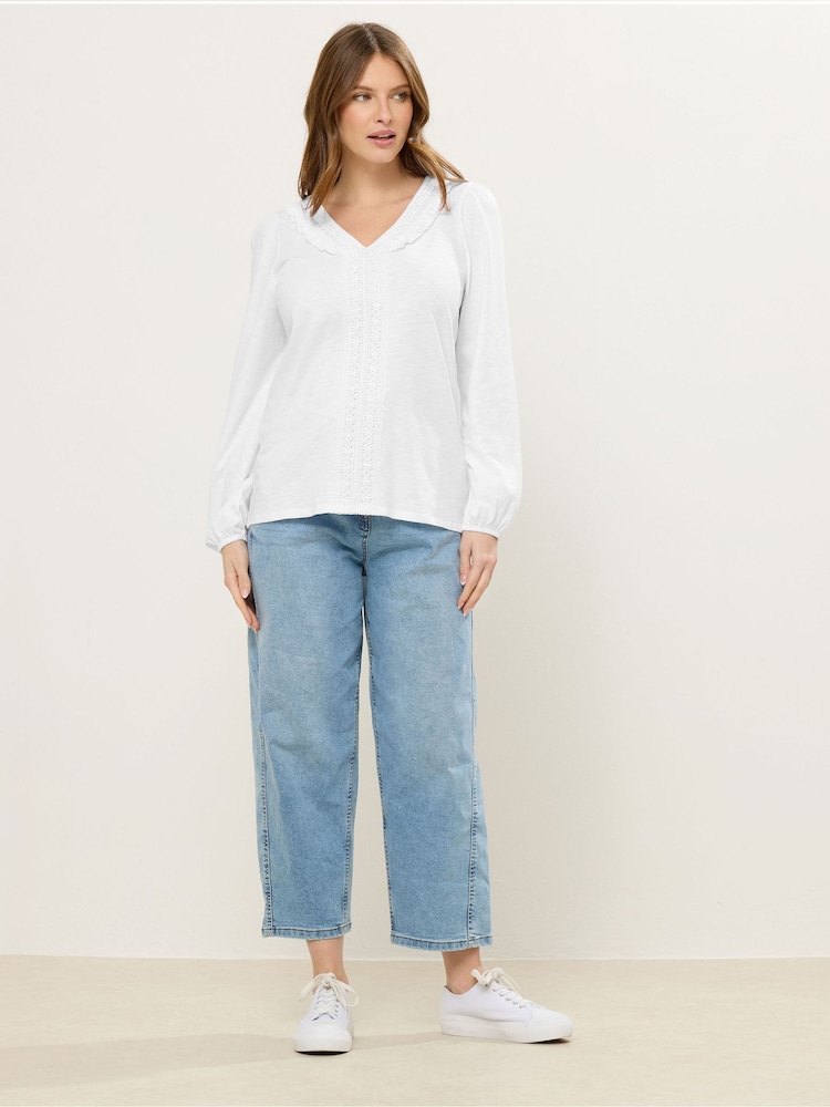 M&Co White Frill Detail Trim Top - Image 2 of 5