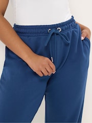 Yours Curve Blue Tie Waist Joggers - Image 4 of 5