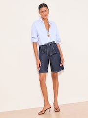 Lipsy Rinse Wash Tie Belt Denim Bermuda Shorts - Image 4 of 5