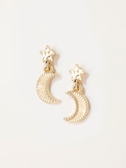 FatFace Gold Tone Star Moon Earrings - Image 1 of 2