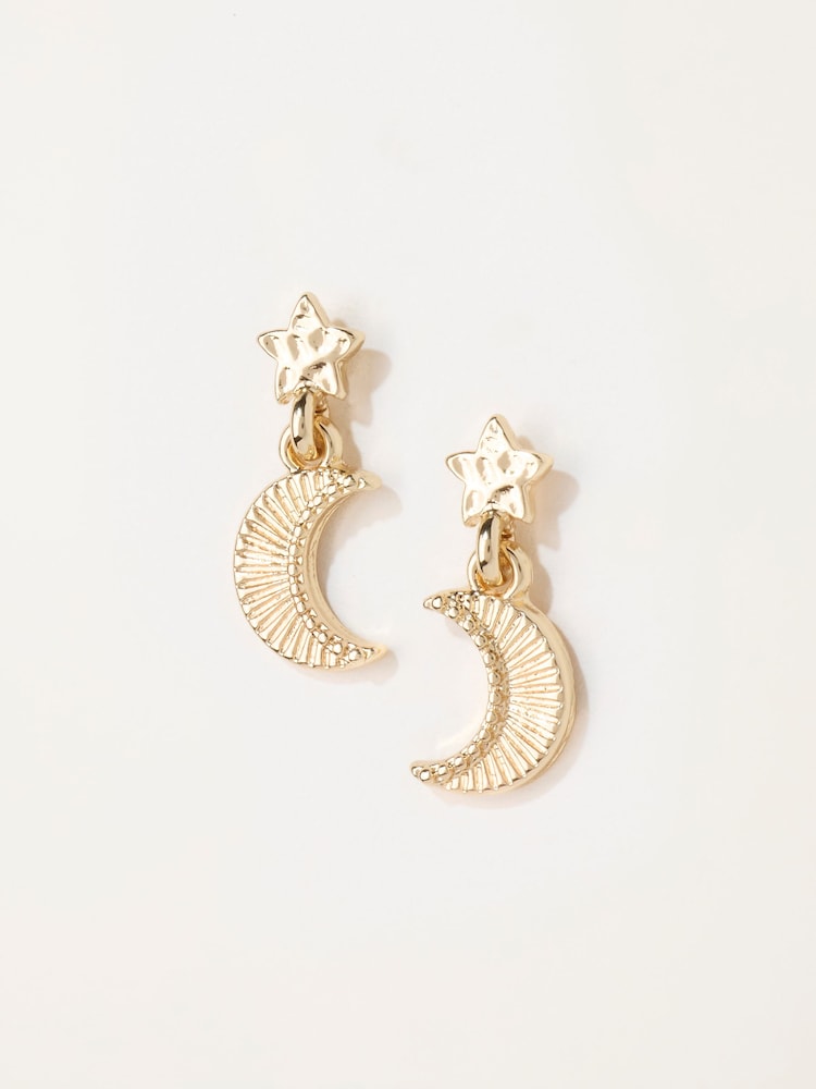 FatFace Gold Tone Star Moon Earrings - Image 1 of 2