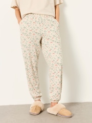 FatFace Oatmeal Fox Print Cuffed Pyjama Bottoms - Image 1 of 6