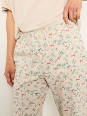 FatFace Oatmeal Fox Print Cuffed Pyjama Bottoms - Image 3 of 6