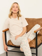FatFace Oatmeal Fox Print Cuffed Pyjama Bottoms - Image 4 of 6