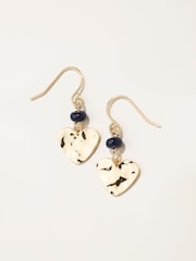 FatFace Gold Tone Hammered Heart Earrings - Image 1 of 2