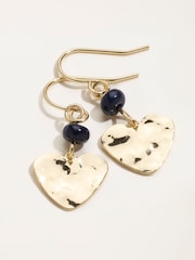 FatFace Gold Tone Hammered Heart Earrings - Image 2 of 2