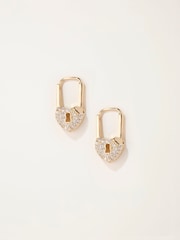 FatFace Gold Tone Heart Lock Earrings - Image 2 of 3