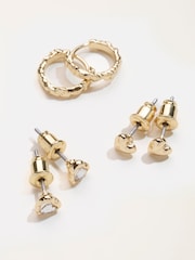 FatFace Gold Tone 3 Pairs of Earrings - Image 2 of 2
