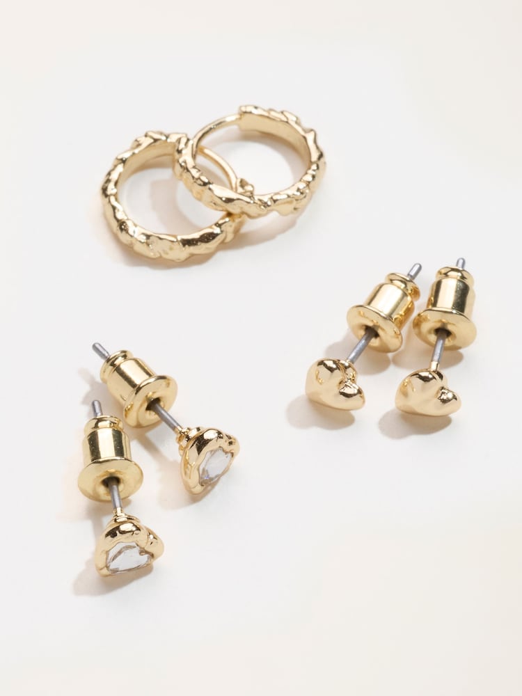 FatFace Gold Tone 3 Pairs of Earrings - Image 2 of 2 FatFace Gold Tone 3 Pairs of Earrings - Image 2 of 2