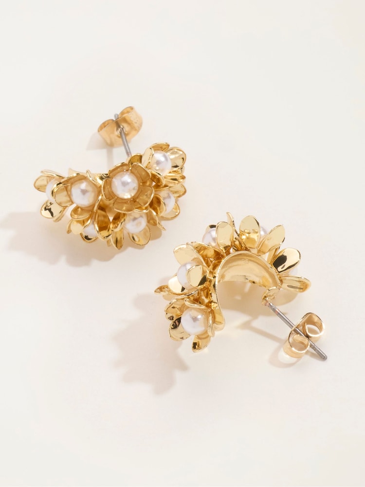 FatFace Gold Tone Cluster Hoop Earrings - Image 3 of 3
