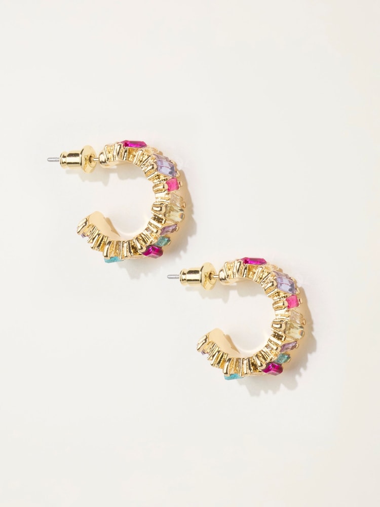 FatFace Gem Party Hoop Earrings - Larawan 1 ng 2