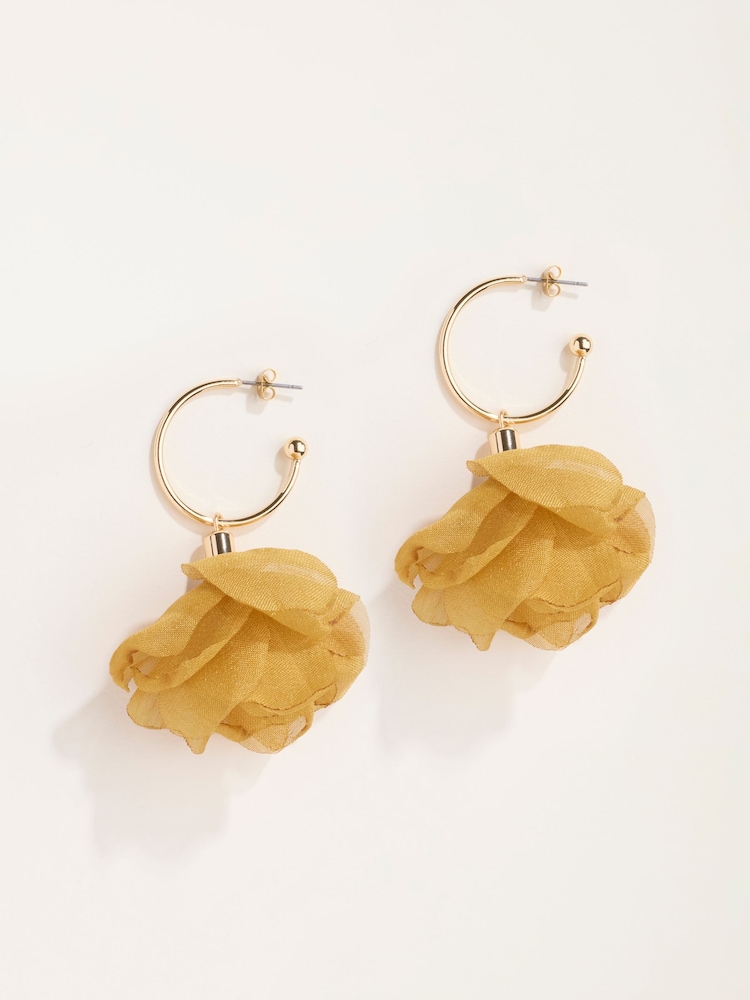 FatFace Yellow Petal Hoop Earrings - Image 1 of 3