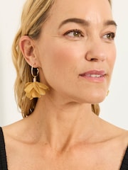 FatFace Yellow Petal Hoop Earrings - Image 3 of 3
